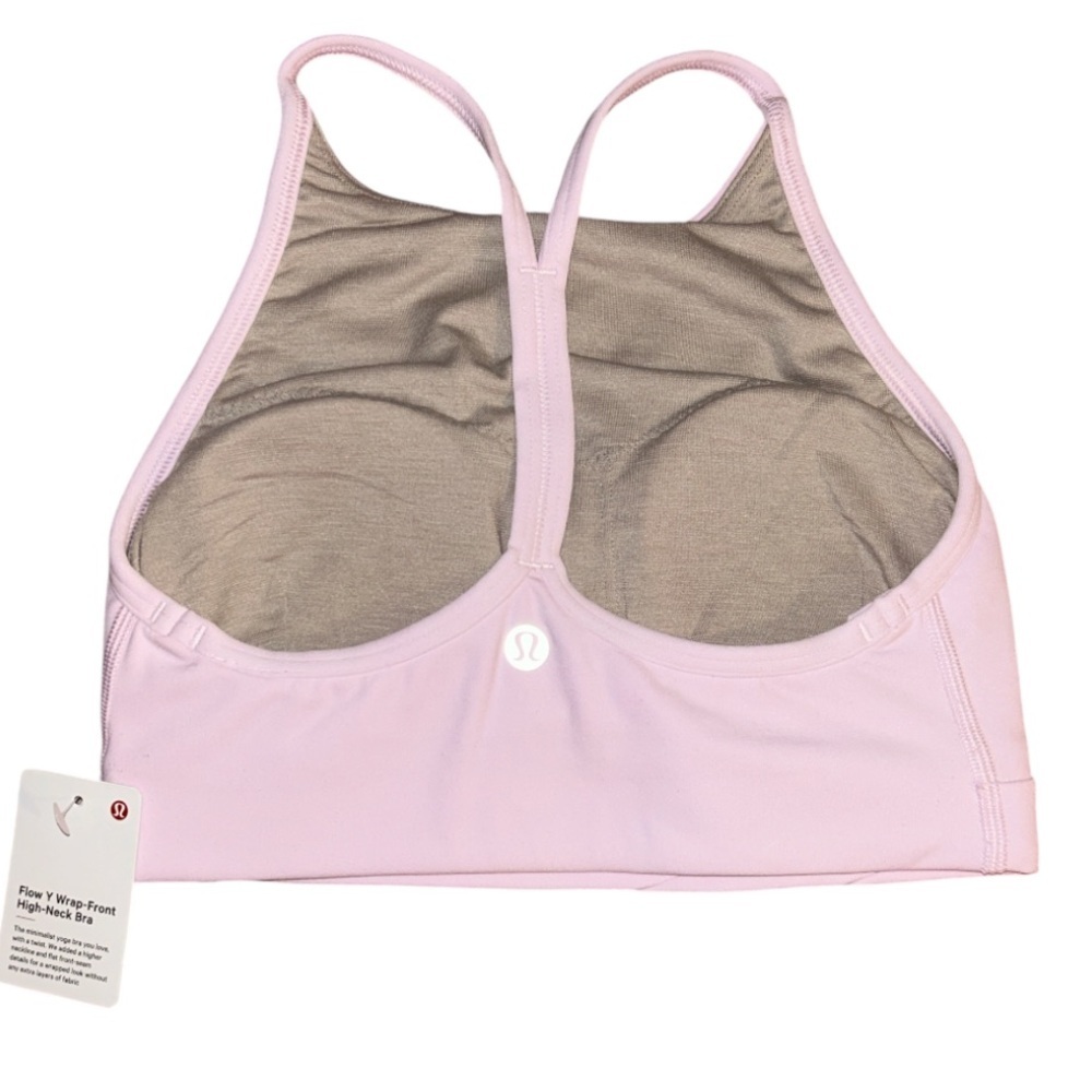 NWT Lululemon Flow Y Wrap-Front High-Neck Bra in Meadowsweet Pink size 2 - Picture 4 of 12